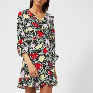 Rixo Abigail Mini Wrap Dress in Polka Dot Garden Size Medium